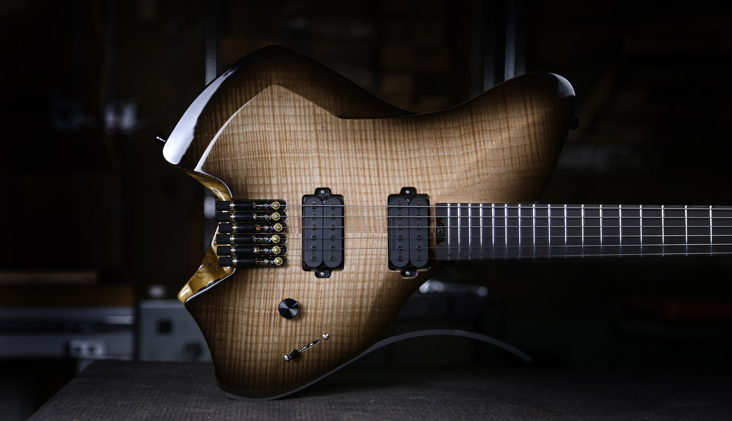 Ergonomic flame top Mirus Guitar by luthier Dean Gordon