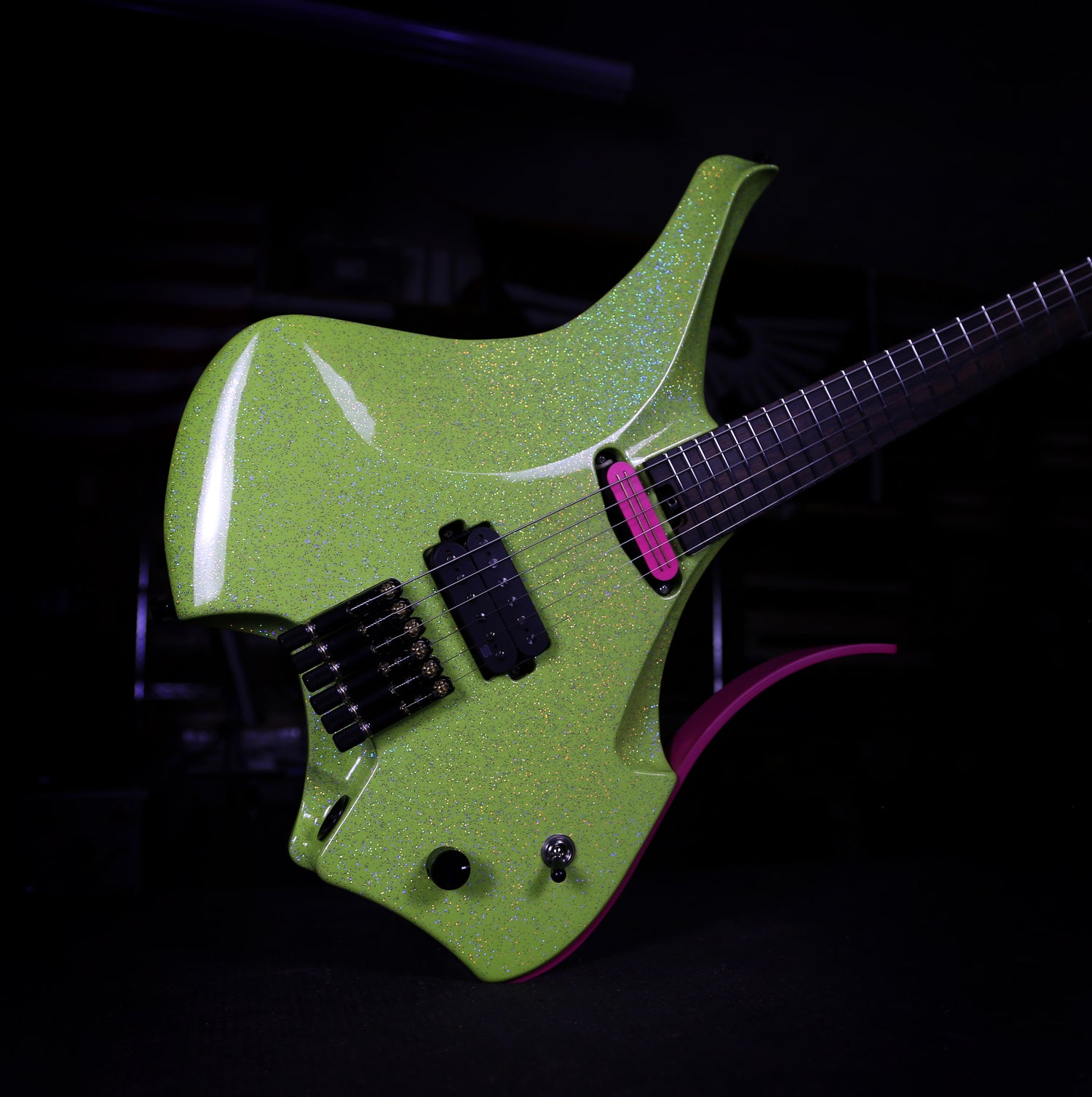 Modern custom electric guitar with holographic finish