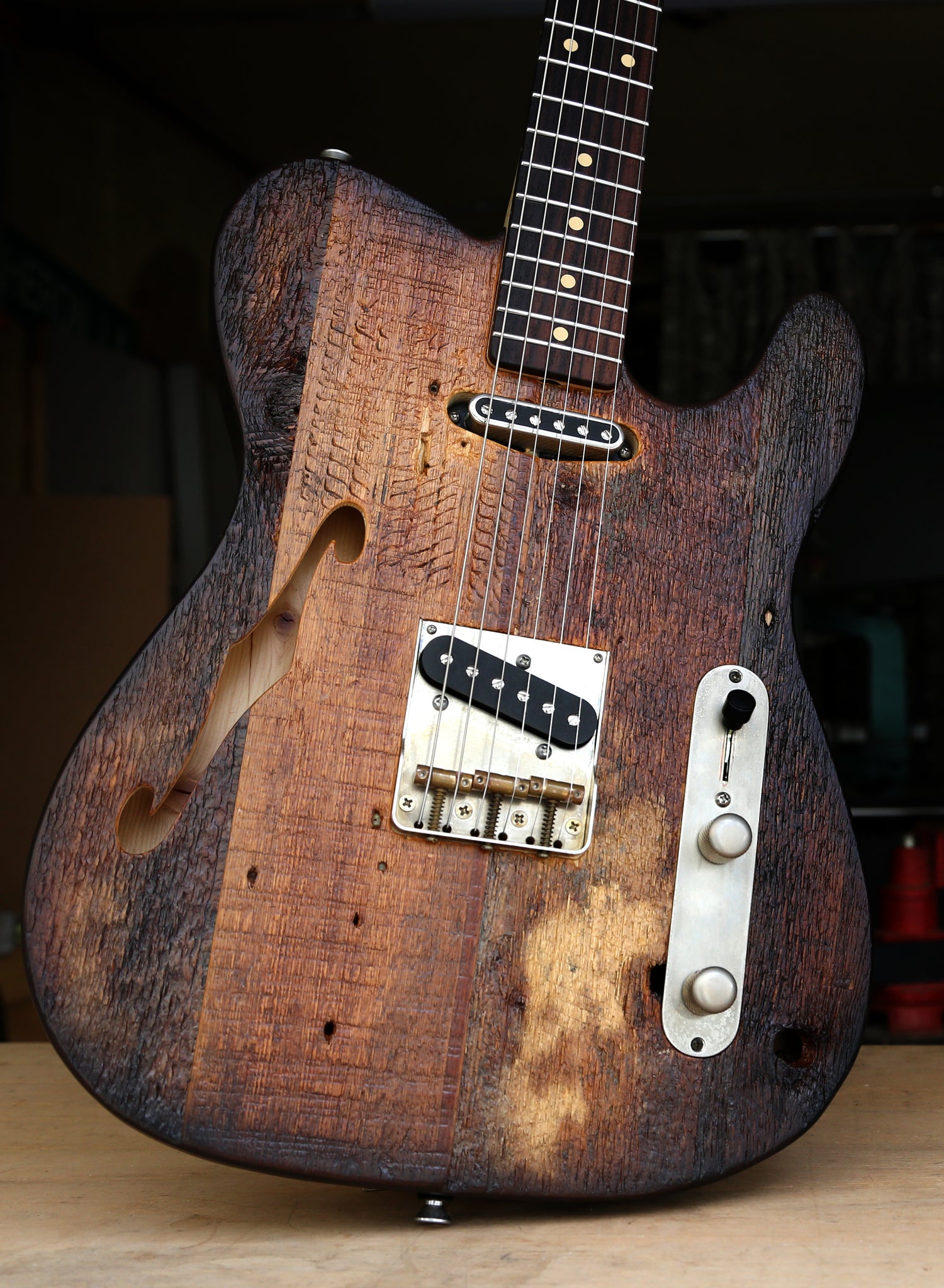 Hollowbody pine custom guitar